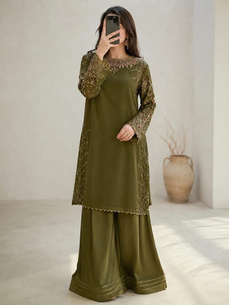 Hina Velvet Touch - Handcrafted Pakistani Abaya by AYSAL